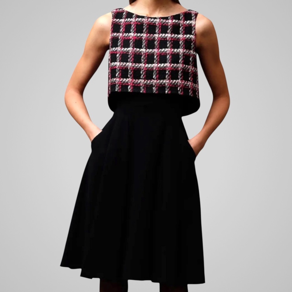 EUC Badgley Mischka Tweed Top Fit & Flare Dress Size 4